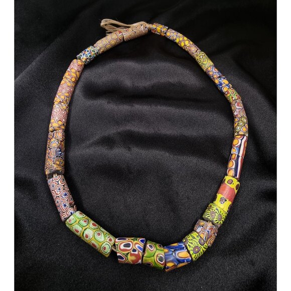 Antique African Trade Millefiori Glass Bead Necklace - Picture 3 of 4